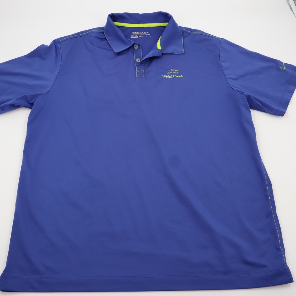 Nike Golf Polo Shirt Mens XL Blue Dri-FIT Widgi Creek Embroidered Short Sleeve